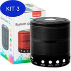 Kit 3 Mini Caixa de Som Portátil Wster Com Bluetooth e Usb Preto