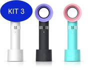 Kit 3 Mini Ventilador Sem Hélice Recarregável De Mão Portátil Usb