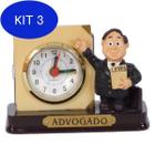Kit 3 Miniatura Advogado De Resina Com Relógio 8 Cm