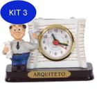 Kit 3 Miniatura Arquiteto De Resina Com Relógio 8 Cm
