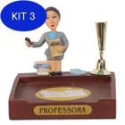 Kit 3 Miniatura Profissional Professora Resina Porta Caneta/Papel