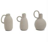 Kit 3 minivaso cinza decorativo em ceramica mart