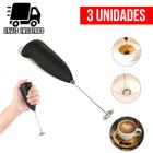 Kit 3 Mixer Portatil Silencioso Mini Mixer Inox Misturador de Bebidas Shake Leite Café Ovos