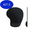 Kit 3 Mouse Pad Ergonomico Com Apoio Em Gel Preto