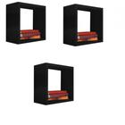 Kit 3 Nicho Decorativo 20x20x15 Cm Preto Em Mdf