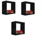 Kit 3 Nicho Decorativo 55X55X15 Cm Preto Em Mdf