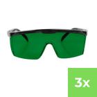 Kit 3 Óculos de Proteção e Segurança EPI com Haste Ajustável RJ Lente Verde