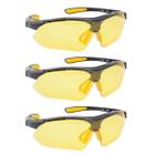 Kit 3 Óculos de Segurança Amarelo Âmbar para Proteção EPI
