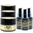 Kit 3 Óleo + 3 Balm Hidratante Para Barba Grease Pomade