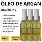 Kit 3 Óleo De Argan Da Brilho Proteção Hidratação Ao Cabelo