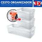 Kit 3 Organizador Geladeira Cesto Transparente Cozinha P M - Usual Utilidades