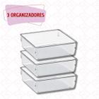 Kit 3 Organizadores Modular Quadrado Porta Objetos Geladeira