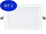 Kit 3 Painel Plafon De Embutir Quadrado Led 6W 3000K Philips