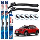 Kit 3 Palhetas Dianteiras Multiclip + Traseira REAR Silicone Originais Bosch Citroen C4 Cactus 2019 a 2024