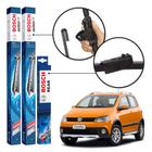 Kit 3 Palhetas Dianteiras + Traseira Original Bosch Volkswagen CrossFox 2010 a 2012