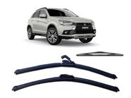 Kit 3 Palhetas para Limpador de Parabrisa Dianteito + Traseiro para Mitsubishi ASX ano 2011 ate 2020