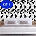 Kit 3 Papel Parede Triângulos Geométrico Preto Cinza Branco Sala