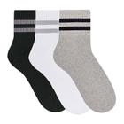 Kit 3 Pares de Meia Selene Esportiva Anatômica Cano Curto - Branco, Cinza e Preto