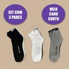 Kit 3 Pares de Meias Sortidas Kyor Unissex Cano Longo Cano Curto Soquete Branca Preta Cinza