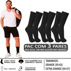 Kit 3 Pares Meia Social Masculina Grande Algodão Confortável