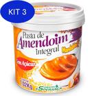 Kit 3 Pasta Integral De Amendoim Sem Açúcar Pote de 1,02kg