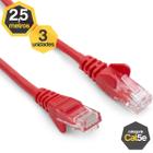 Kit 3 Patch Cord Cat5e CCA Vermelho 2,50 Metros