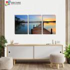 Kit 3 Peças 40x60 Quadros Decorativos Lago Passarela Barco