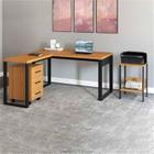 Kit 3 Peças com Escrivaninha em L 100% Mdf, Gaveteiro 3 Gavetas e Mesa Auxiliar