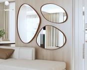 Kit 3 Peças Espelho Orgânicos Decorativos Com Moldura Alamanda