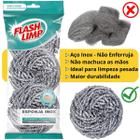 Kit 3 Peças Esponja Aço Inox Macia Resistente Ecologica Não Machuca Para Limpeza Pesada Flash Limp - FlashLimp Ref. E3A4821