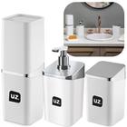 Kit 3 peças lavabo banheiro porta sabonete algodão e escova luxo branco - uz