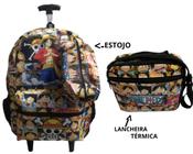 Kit mochila e estojo grande padrão escolar one piece rei dos piratas  personagem luffy desenho anime geek