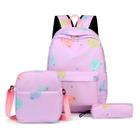 Kit 3 Peças Mochila Infantil Escolar Estojo Comporta Bolsa Colorida Sacola Bolsinha De Ombro Espaçosa Original Reforçada