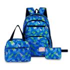 Kit 3 Peças Mochila Infantil Escolar Estojo Comporta Bolsa Sacola Colorida Bolsinha De Ombro Espaçosa Original Reforçada