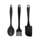 Kit 3 Peças para Cozinha Utensílios Confeiteiro Espátula Pincel Colher em Silicone