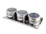 Kit 3 Peças Porta Condimentos Magnético Aço Inox - Clink