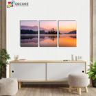 Kit 3 Peças Quadros Decorativos Lago Entardecer Natureza