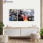 Kit 3 Peças Quadros Decorativos Quarto Corrida F1 Red Bull