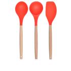 Kit 3 Peças Utensílios Silicone Bambu Concha Colher Espátula