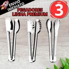 Kit 3 Pegadores em Inox Pegador de Massas 29cm Pegador de Salada e Pegador Universal Linha Premium