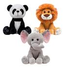 Kit 3 pelúcias infantil bebe ursinho grande 25 cm safari animais bichinhos antialérgico decoração buba