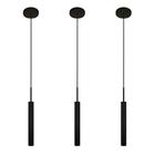 Kit 3 Pendentes Luminária Teto Tubo Sala Cama Preto 40cm