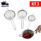 Kit 3 Peneira Coador de Aço Inoxidável Utensílios de cozinha para Cozinha Peneiras de 3 Tamanhos