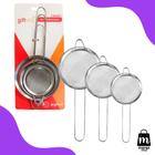 Kit 3 Peneiras de Inox Tam Pequeno Médio Grande - GiftUtil