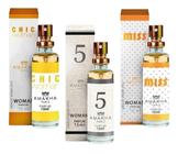 Kit 3 Perfume Feminino Amakha Paris Chic N 5 Miss