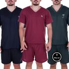 Kit 3 Pijama Masculino Manga e Short Curto Verão - KIT 3 DAVI PRETO VINHO VERDE ESCURO