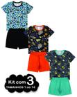 Kit 3 Pijama Verão Juvenil 1 ao 14 Algodão Masculino - MANGA CURTA