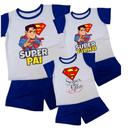 Kit 3 pijamas presente dia dos pais 1 adulto + 2 infantil Plus Size