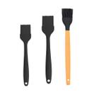 Kit 3 Pincéis Culinários De Silicone Para Cozinha Preto -