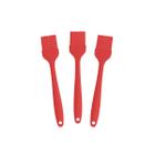 Kit 3 Pincéis Culinários Silicone Vermelho 21Cm Reforçado -